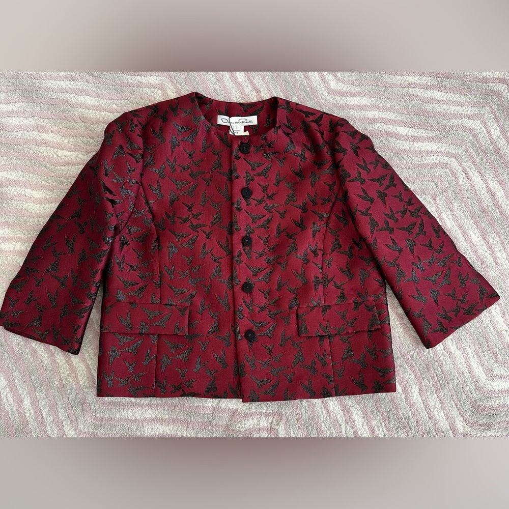 Oscar de la Renta burgundy jacket NWT. Size 4